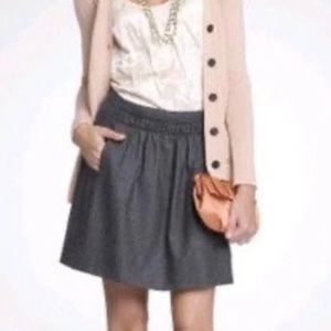 J. Crew Shirred Wool Mini Skirt in Charcoal Gray Size 0
